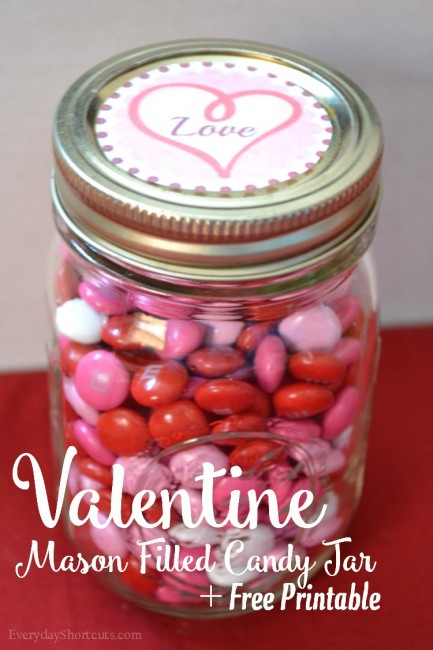 Valentine Candy Jar with Free Printable - Everyday Shortcuts