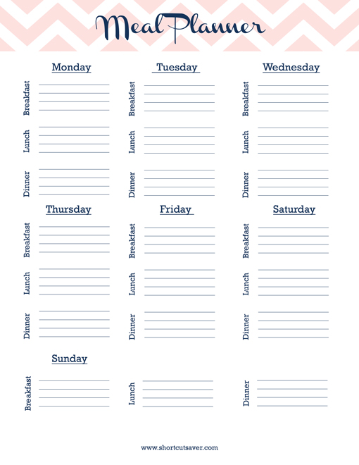 Free Printable Meal Planner Everyday Shortcuts Free Printable Meal Planner Everyday Shortcuts
