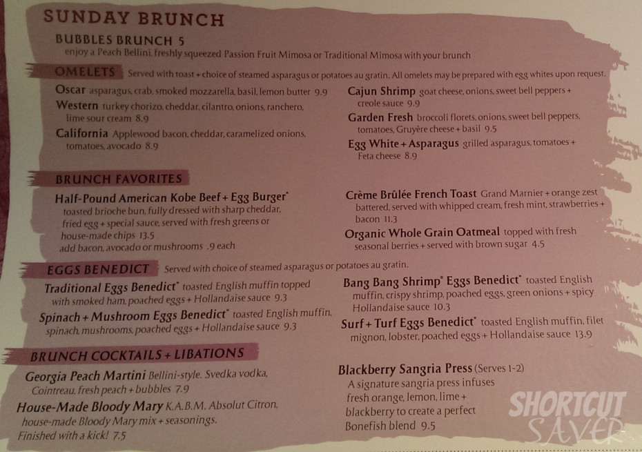 Brunch on sale at bonefish