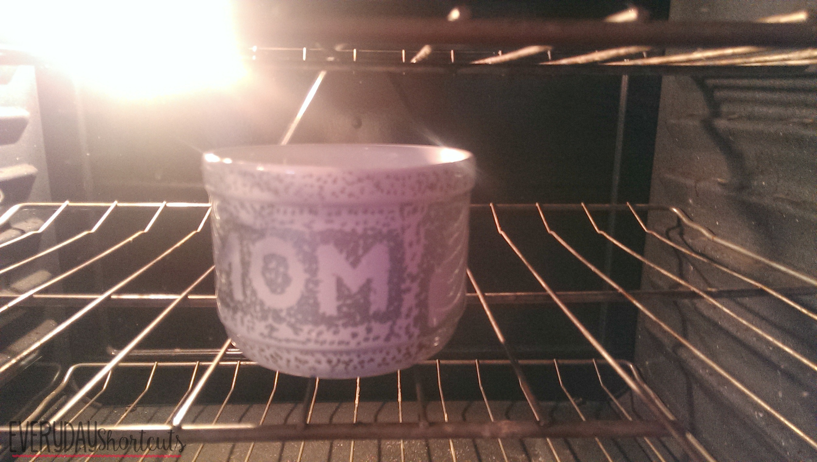 mom sharpie mug in the oven