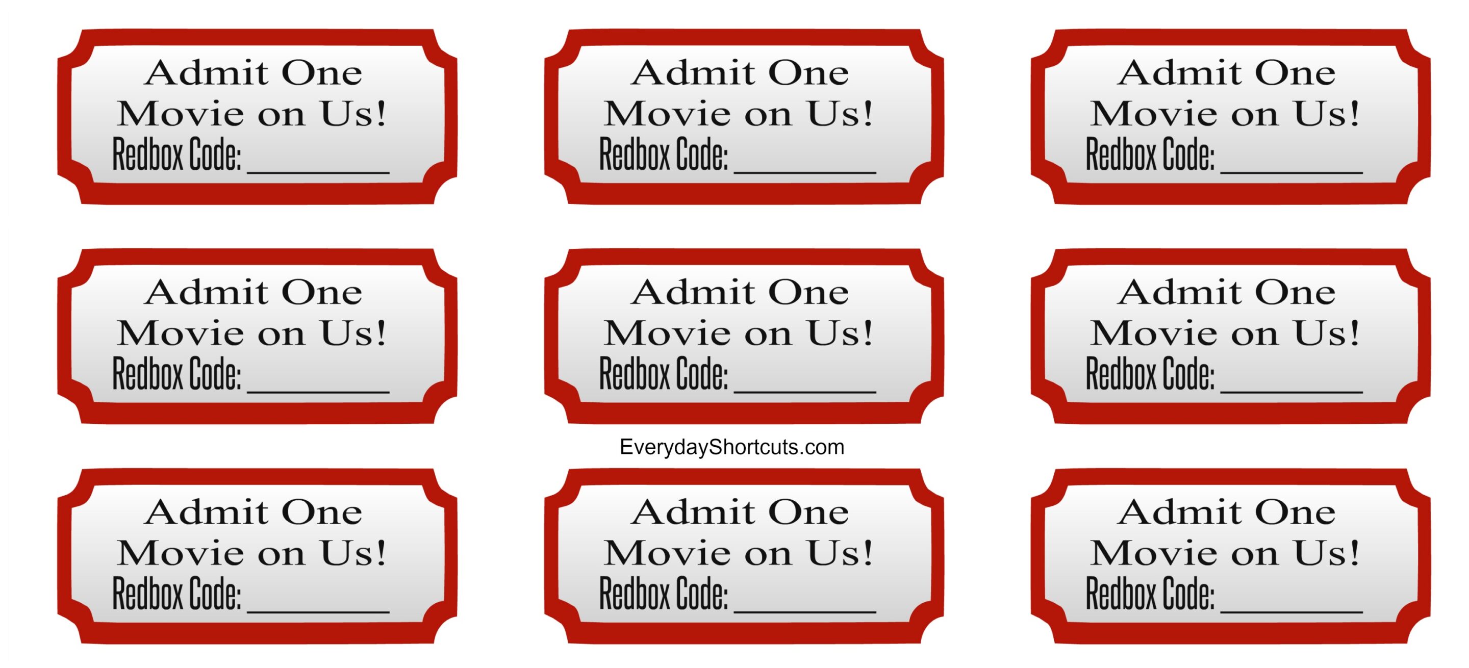 admit one movie on us