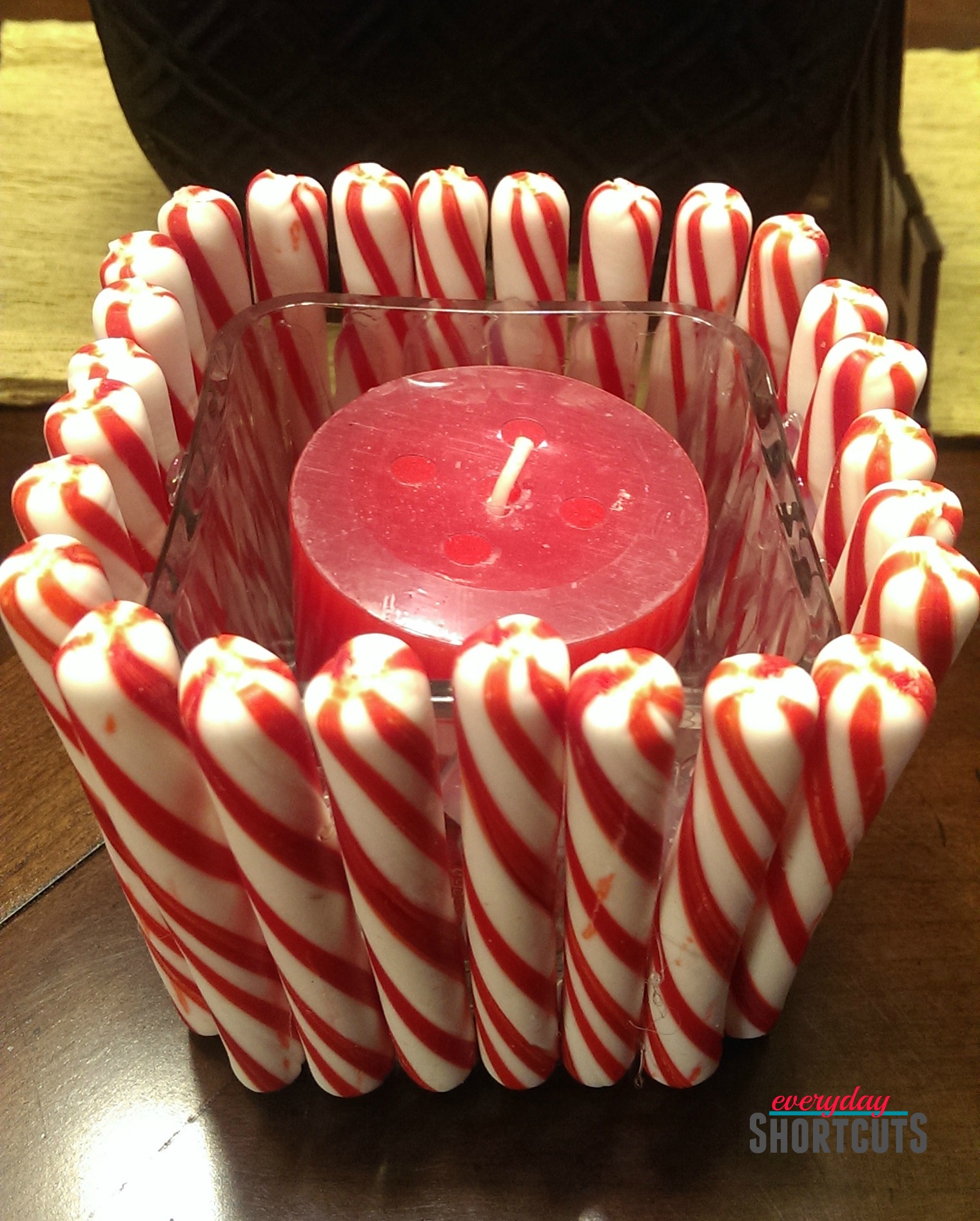 holiday centerpiece candy cane candle holder