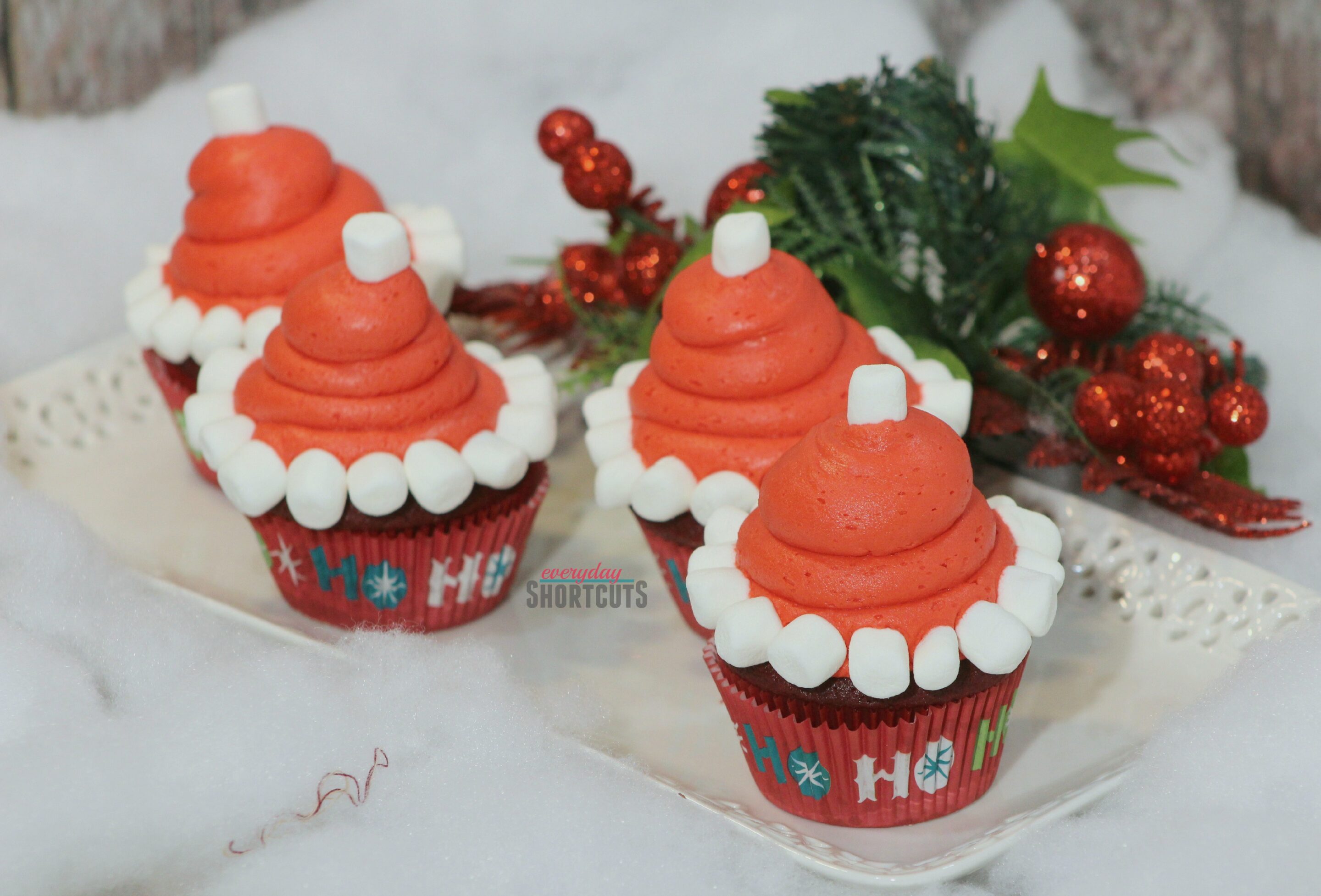 santa hat cupcake