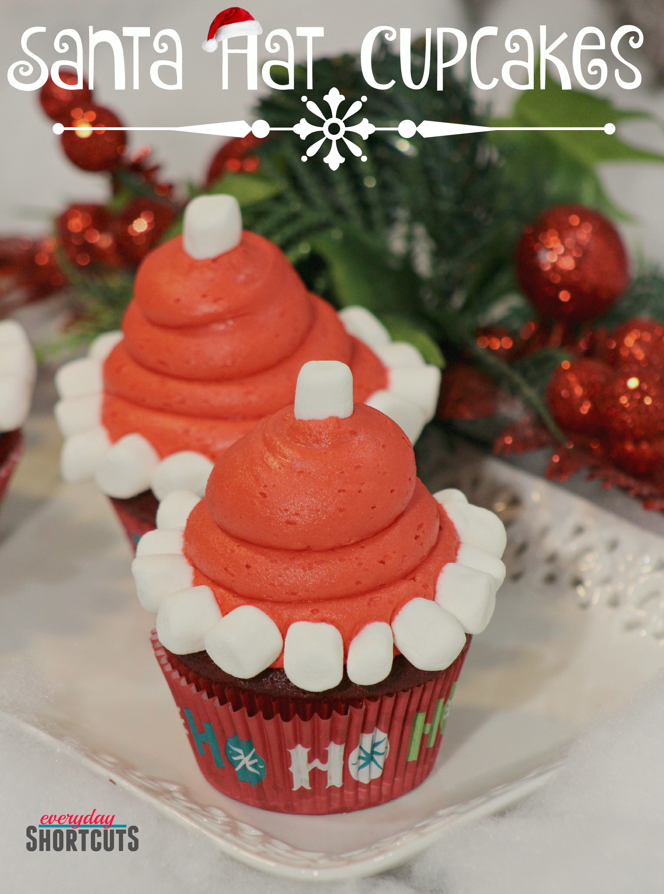 santa hat cupcakes