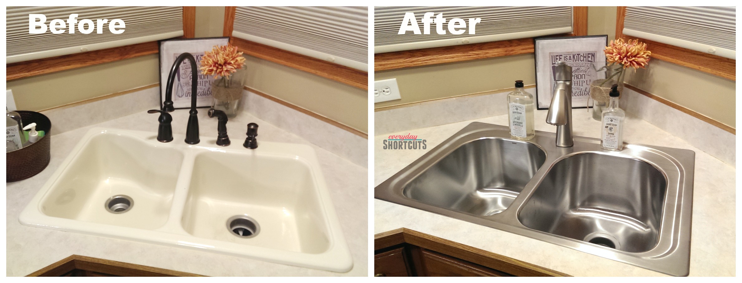before and after kitchen sink