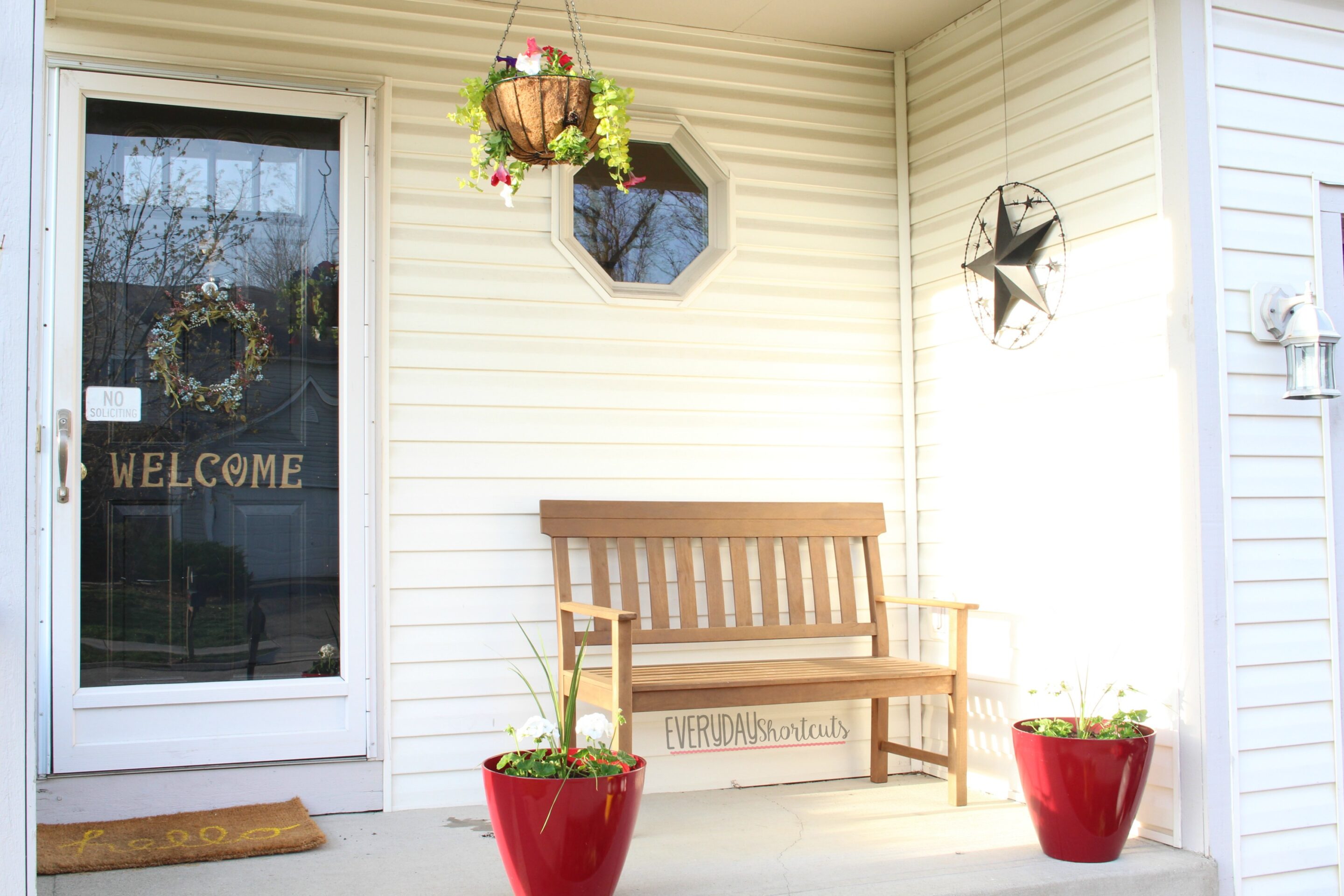 hanging basket on porch