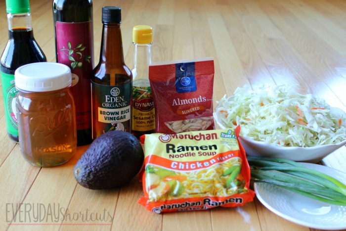 Crunchy Asian Ramen Noodle Salad ingredients