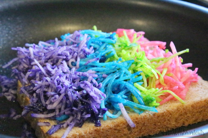 rainbow girlled cheese in pan