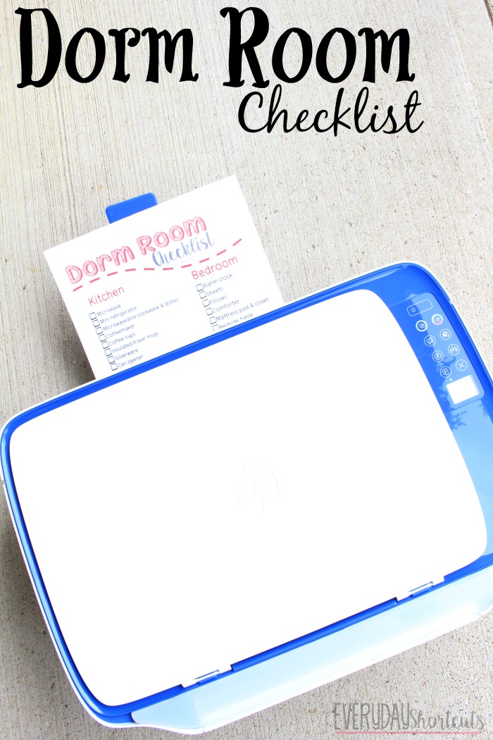 Printable Dorm Room Checklist