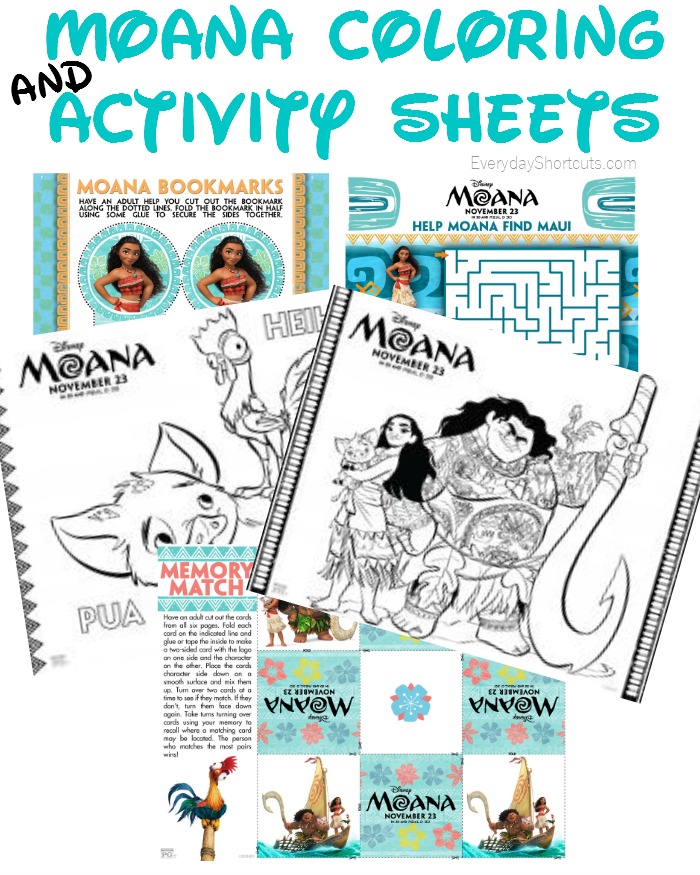 Moana Coloring & Activity Sheets - Everyday Shortcuts