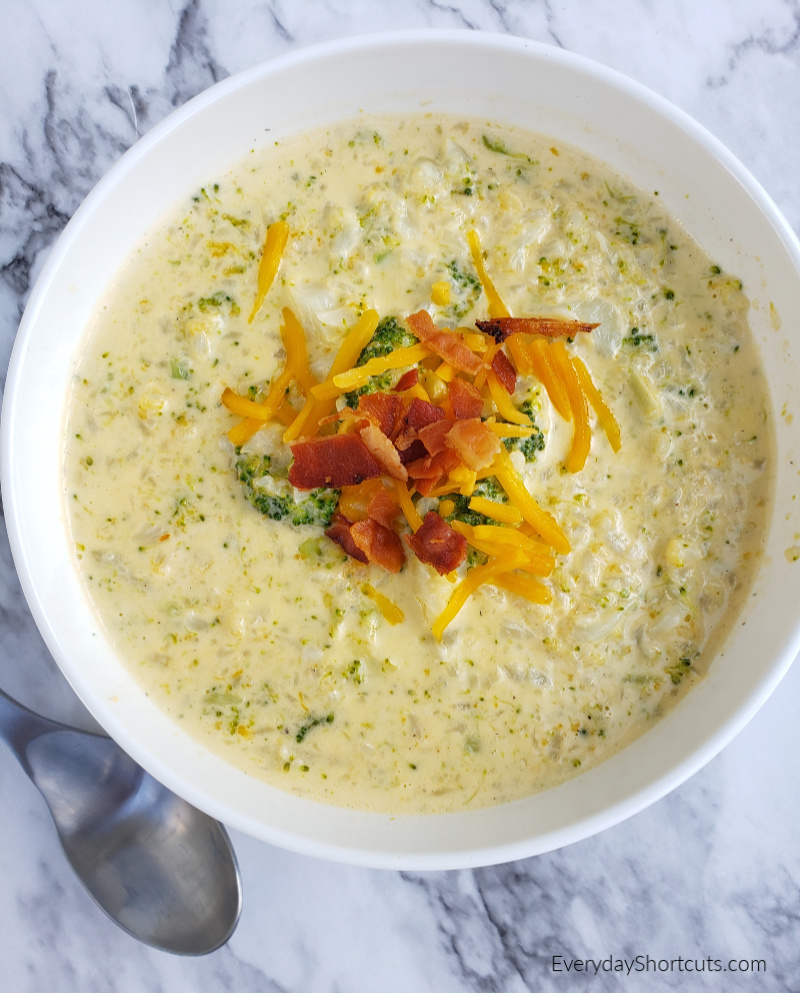 Keto Broccoli Cauliflower Cheese Soup - Everyday Shortcuts