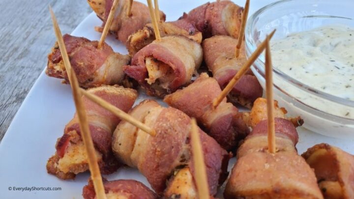 Keto Air Fryer Bacon Wrapped Chicken Bites - Everyday Shortcuts