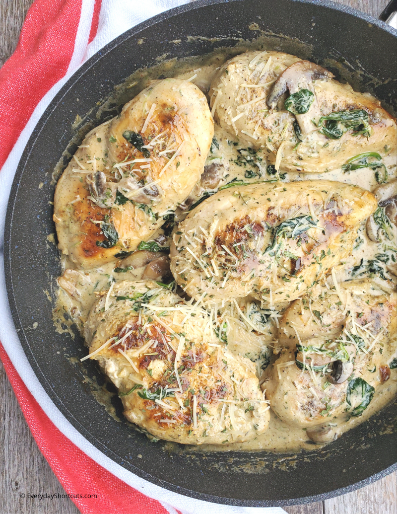 Low Carb Creamy Spinach & Mushroom Chicken - Everyday Shortcuts