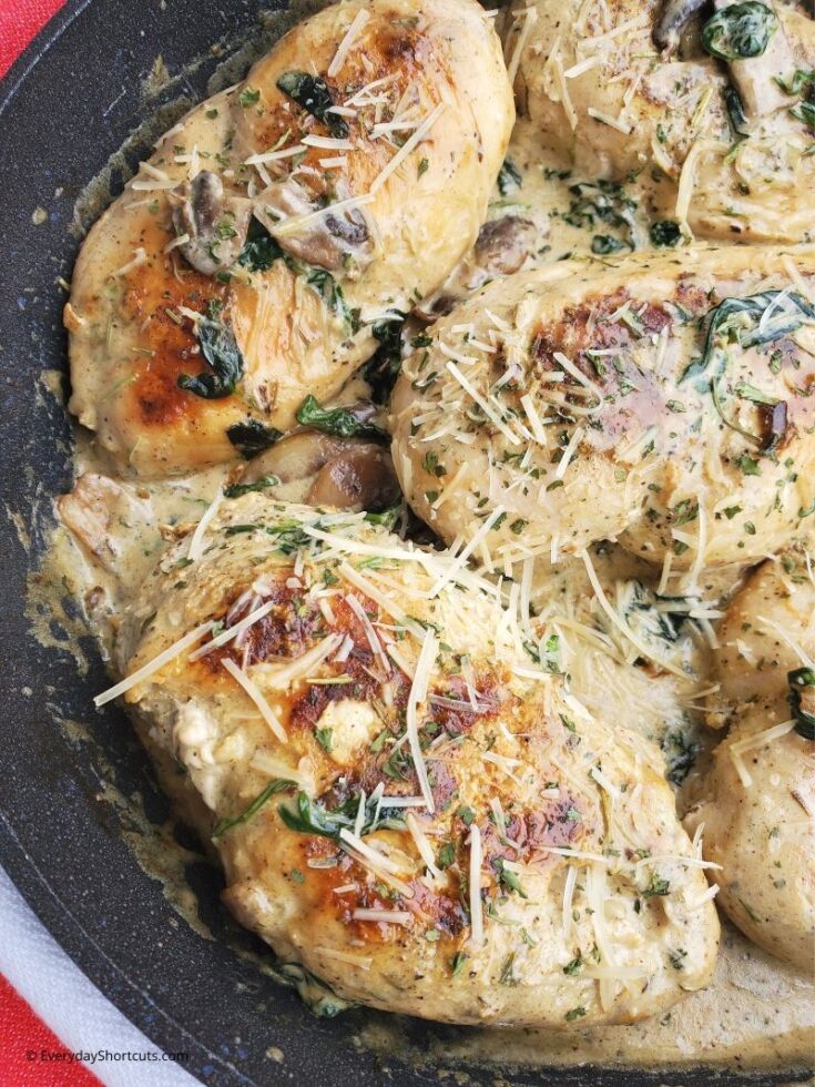 Low Carb Creamy Spinach & Mushroom Chicken - Everyday Shortcuts