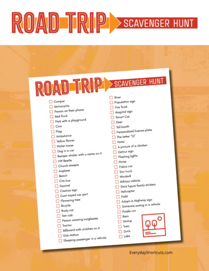 Road Trip Scavenger Hunt Printable - Everyday Shortcuts