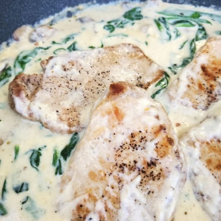 Creamy Mushroom and Spinach Pork Chops