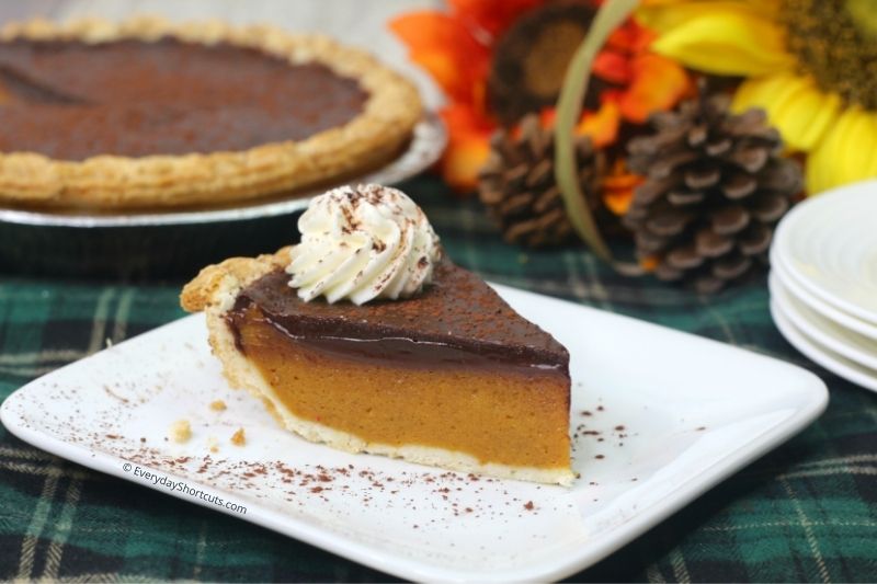 pumpkin pie with chocolate ganache