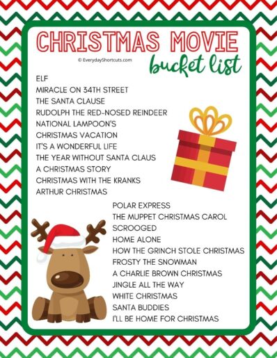 Christmas Movie Bucket List + Printable - Everyday Shortcuts