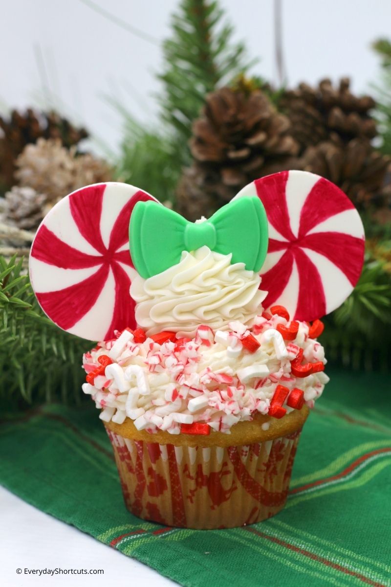 peppermint pinwheel minnie mouse cupcakes