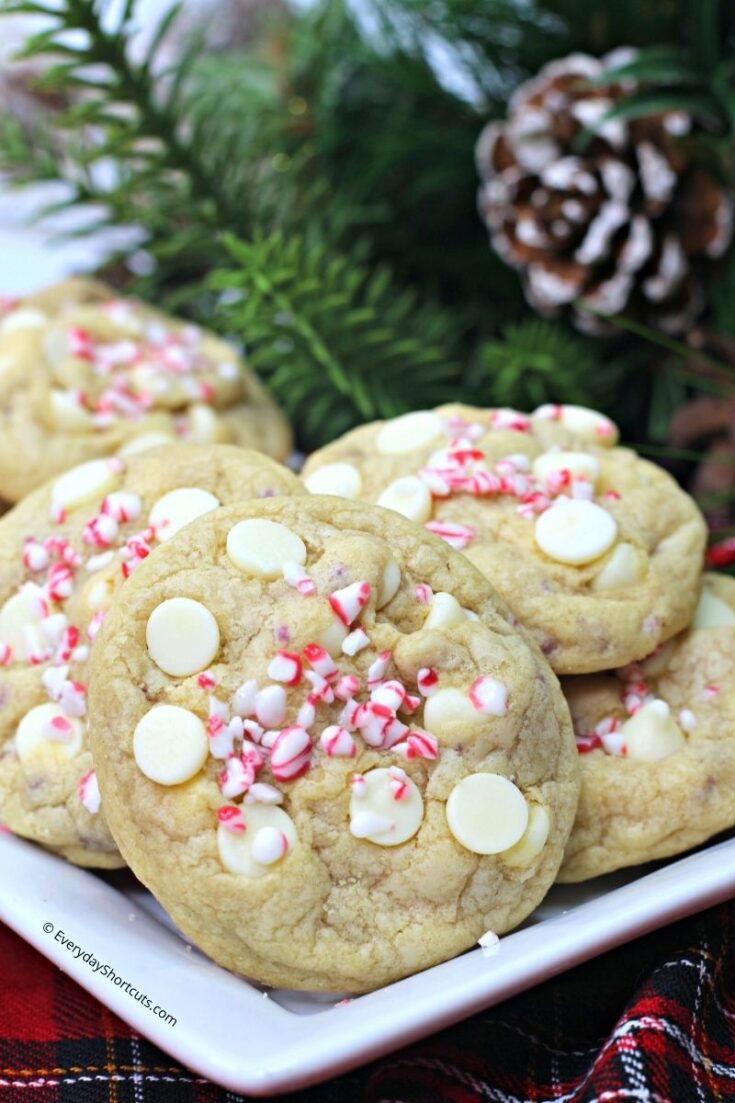 White Chocolate Candy Cane Cookies - Everyday Shortcuts