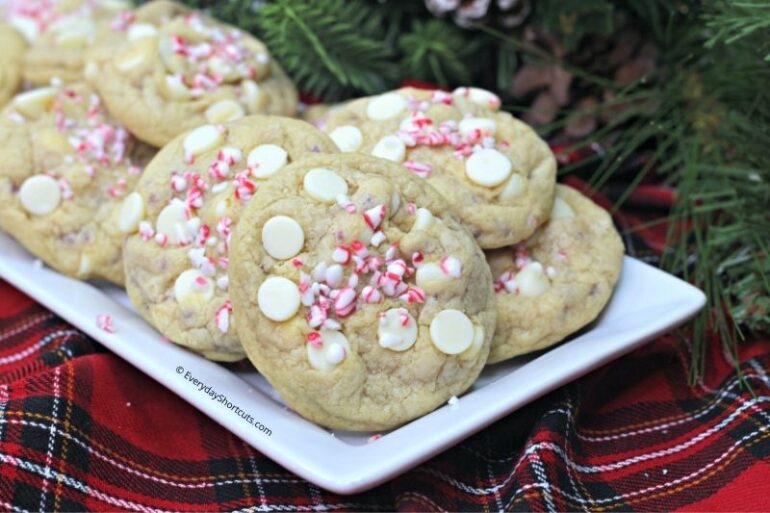 White Chocolate Candy Cane Cookies - Everyday Shortcuts