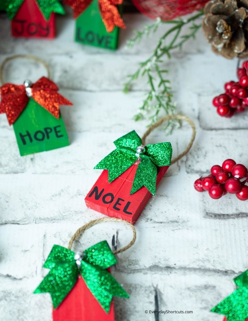 DIY Dollar Tree Tumbling Tower Christmas Ornaments