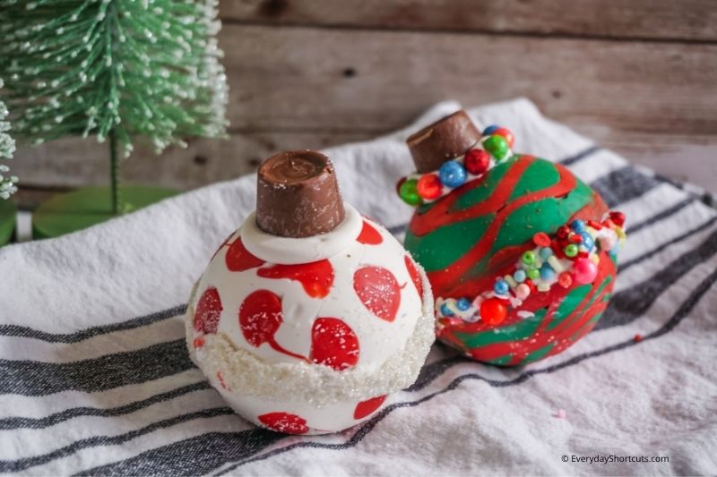 how to make Christmas Ornament Hot Cocoa Bombs