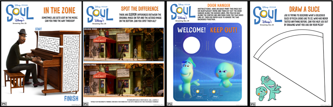 Pixar SOUL Activity Sheets