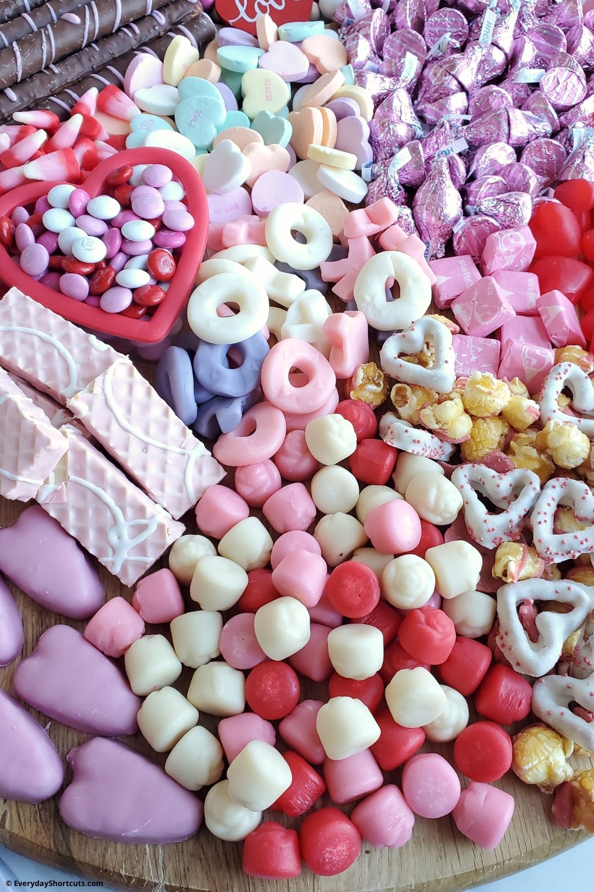 pink candies on candy board