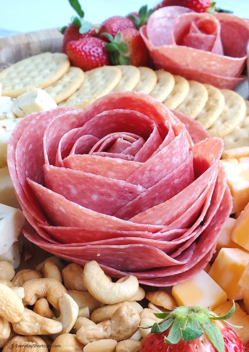 salami rose charcuterie board   Everyday Shortcuts