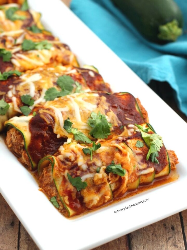 Low Carb Zucchini Chicken Enchiladas Everyday Shortcuts