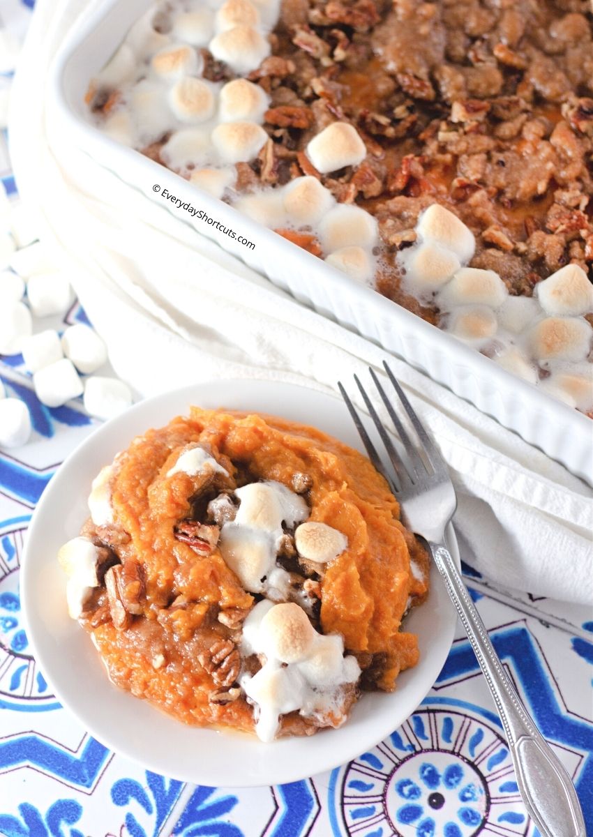 Sweet Potato Casserole with Marshmallows and Pecan Streusel