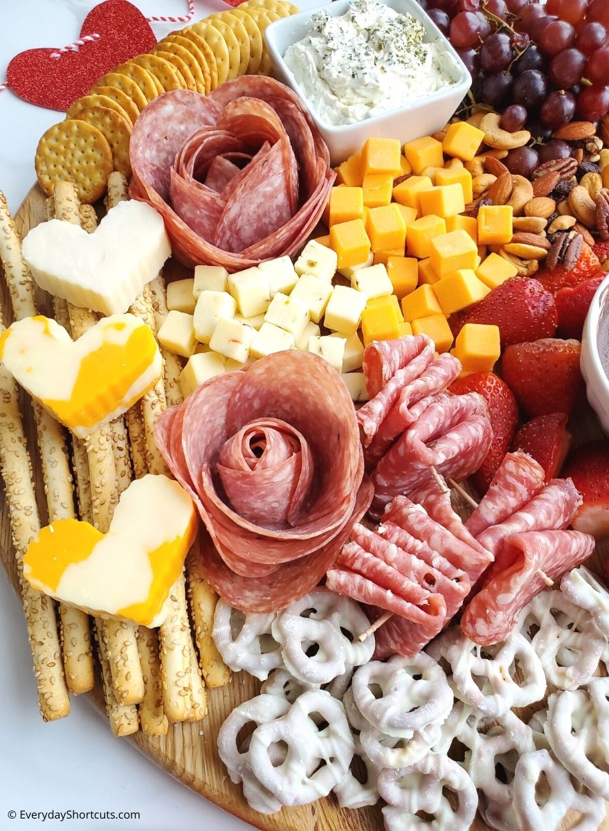 Salami Meat Roses on a Charcuterie Board