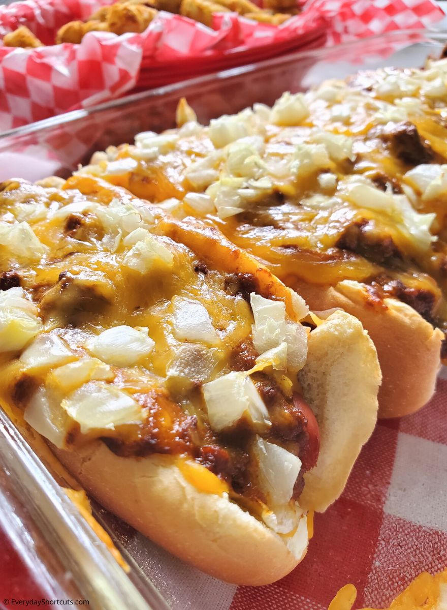 baked chili cheese dogs