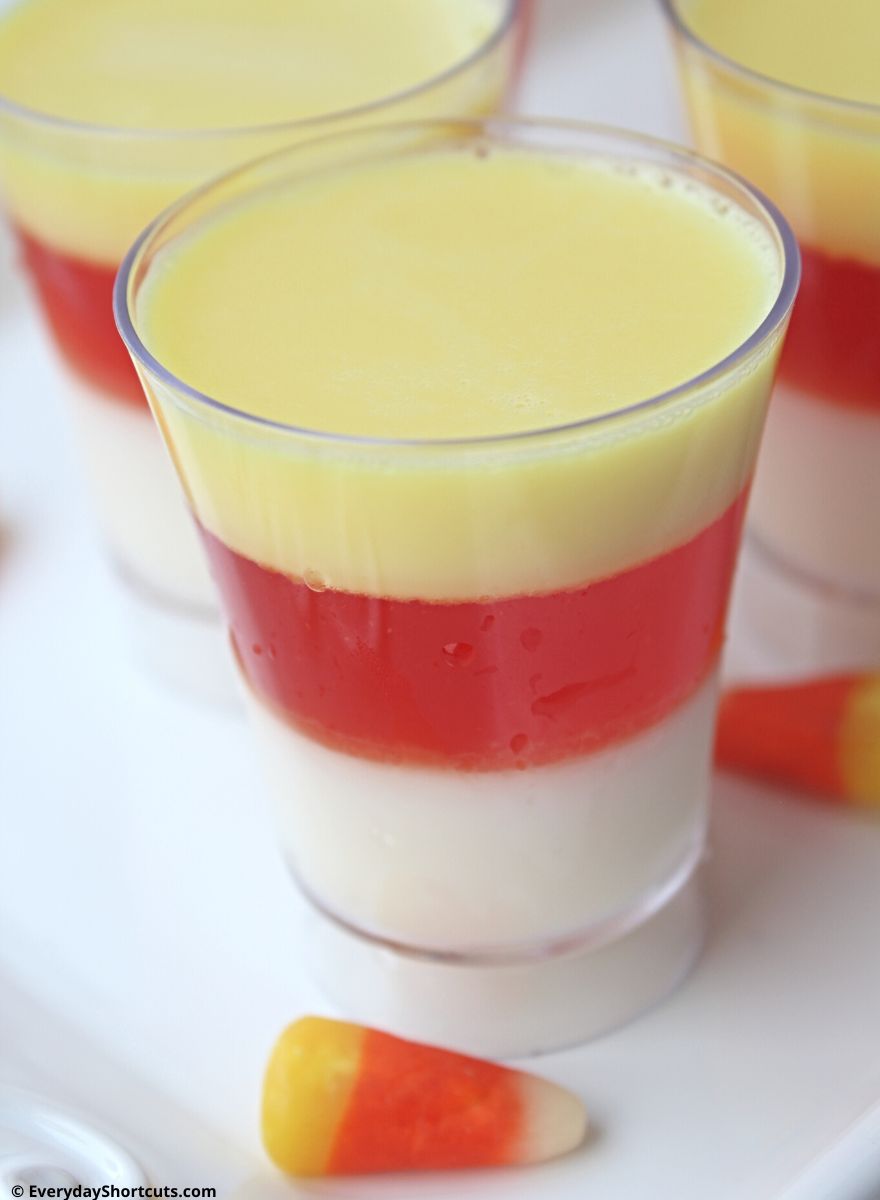 how to layer a jello shot with yellow orange and white gelatin