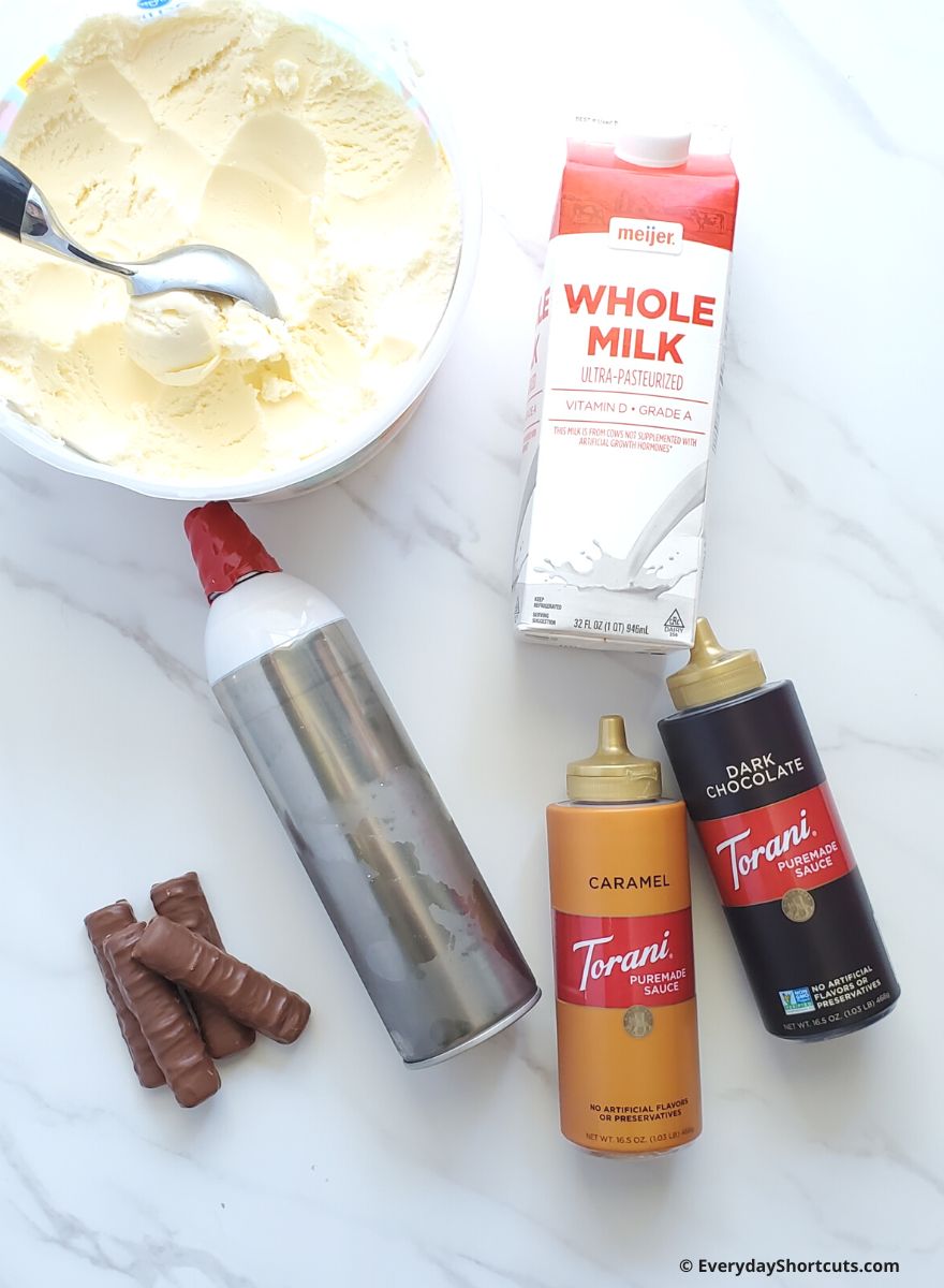 ingredients for Twix milkshake
