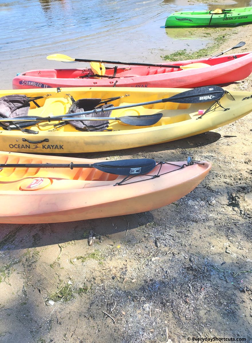 kayaks on beach