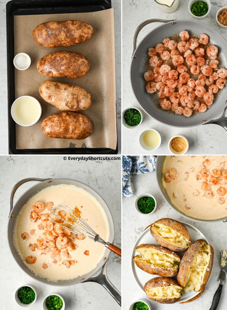 how to make loaded shrimp baked potatoes