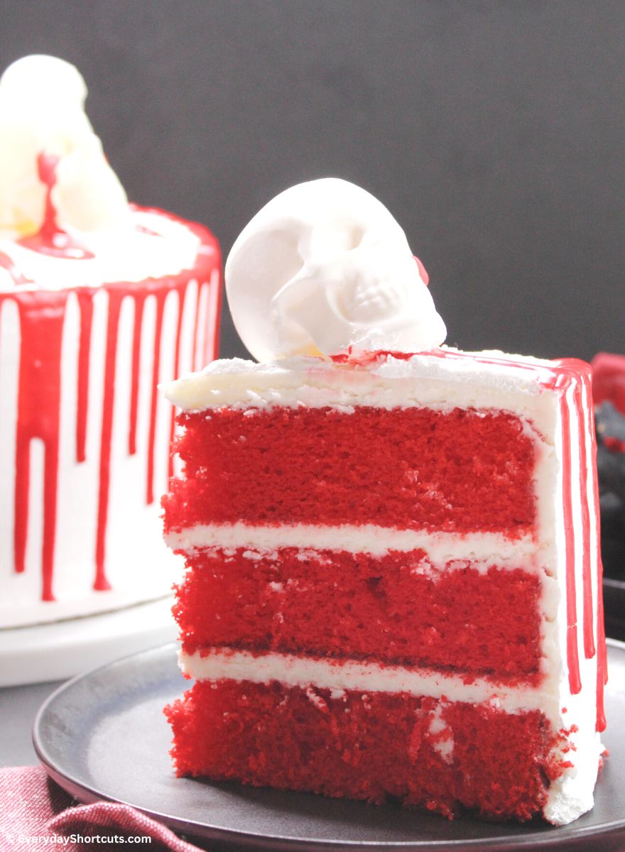 layered red velvet skull cake