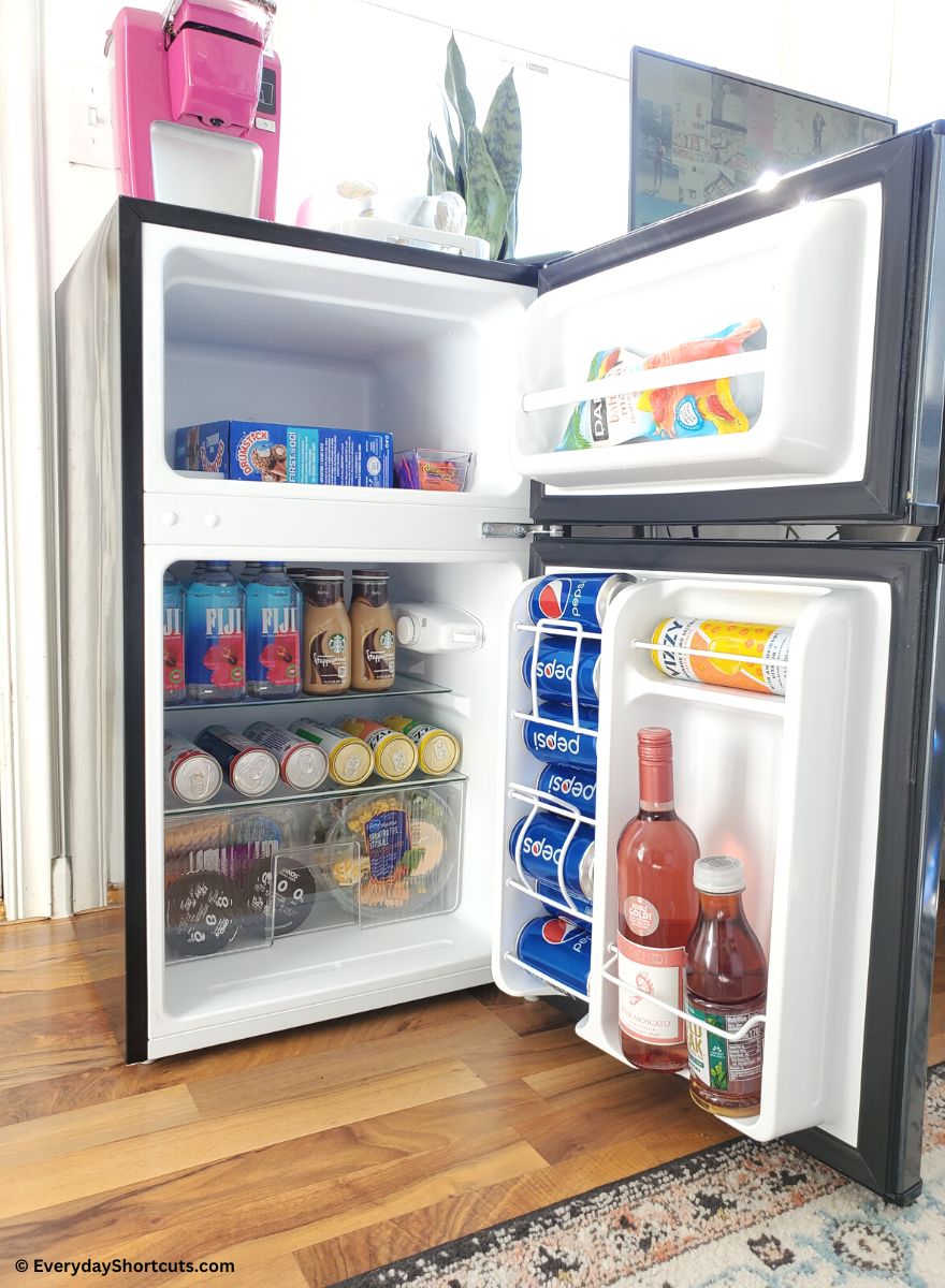 inside Newair mini fridge and freezer