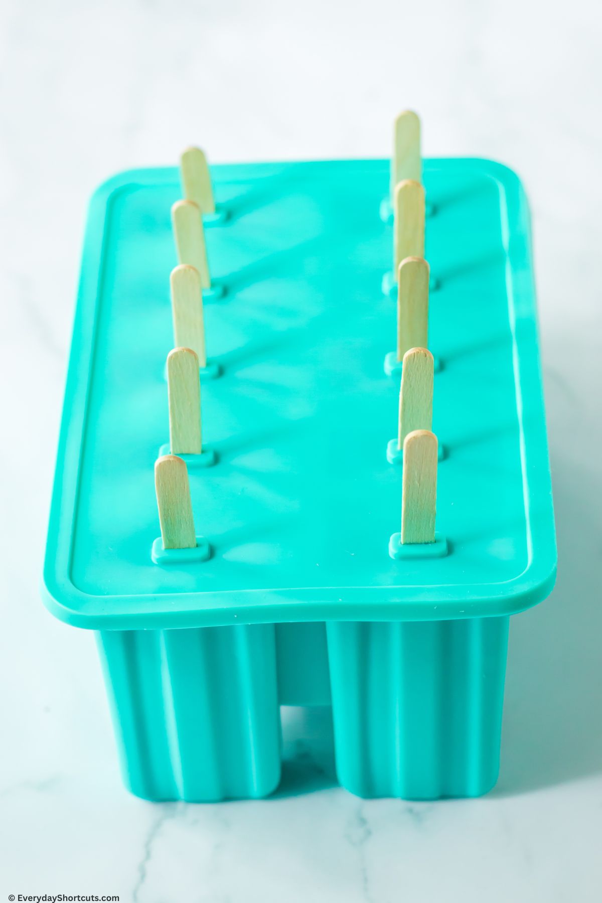 add a popsicle stick to popsicle mold
