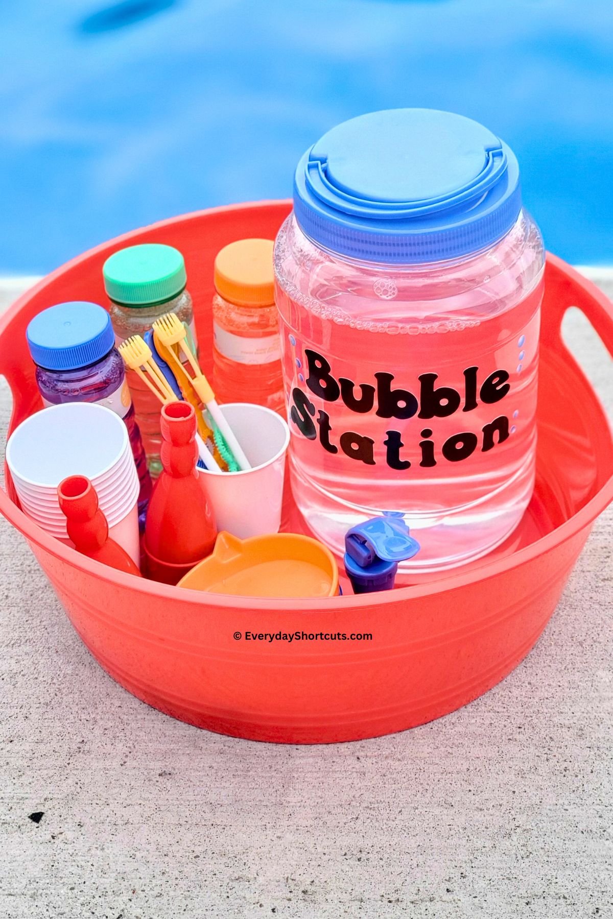 bubble station in a plastic bin