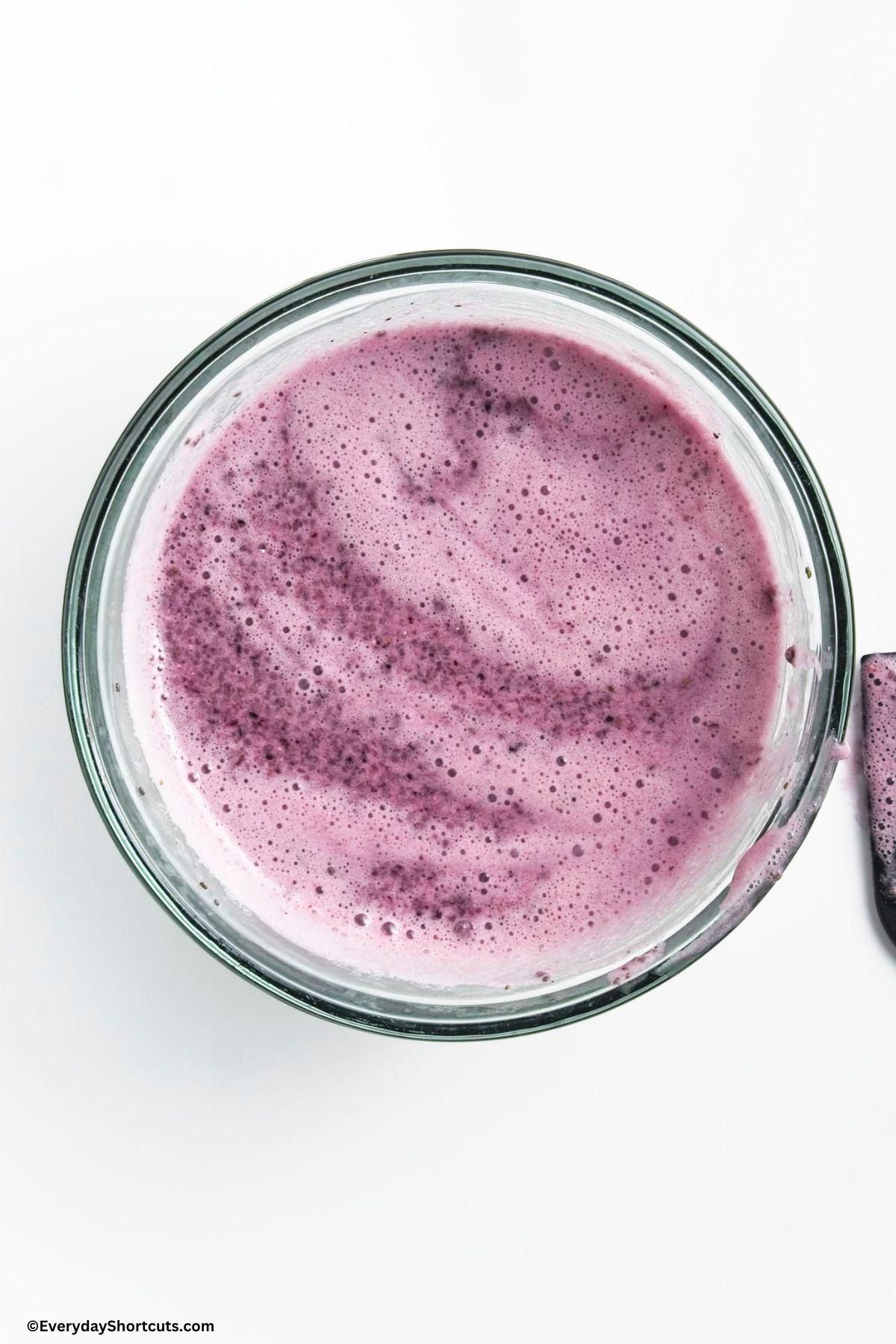 chia seeds in a blender with blueberry mix