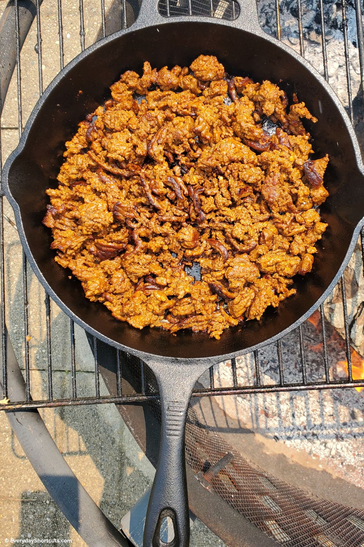 cooked chorizo in a skillet