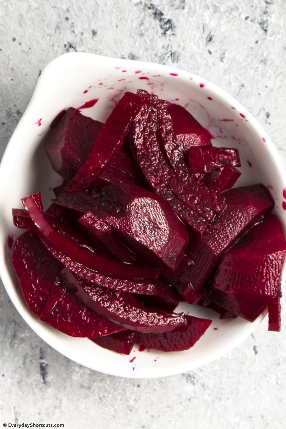 pickled beets in a white bowl