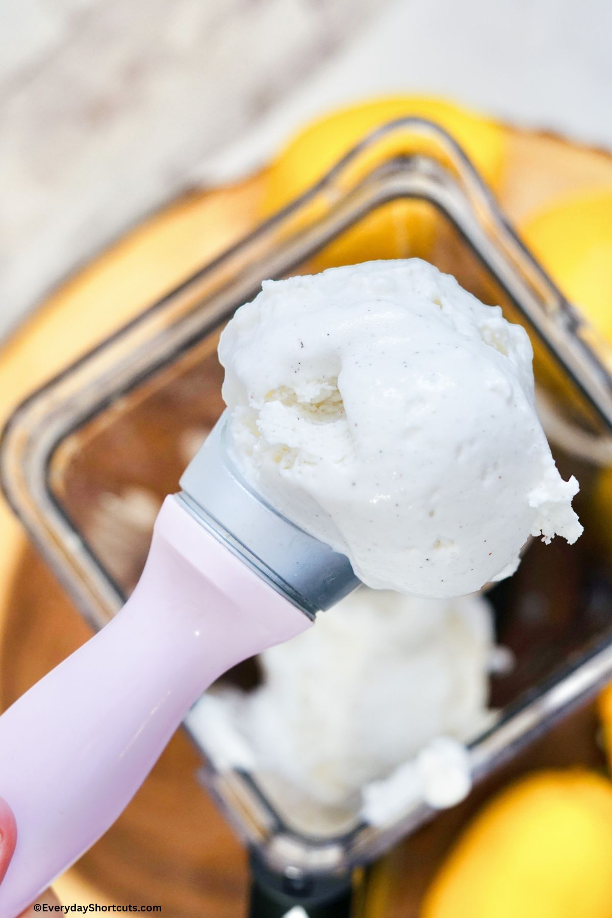 vanilla ice cream in a blender