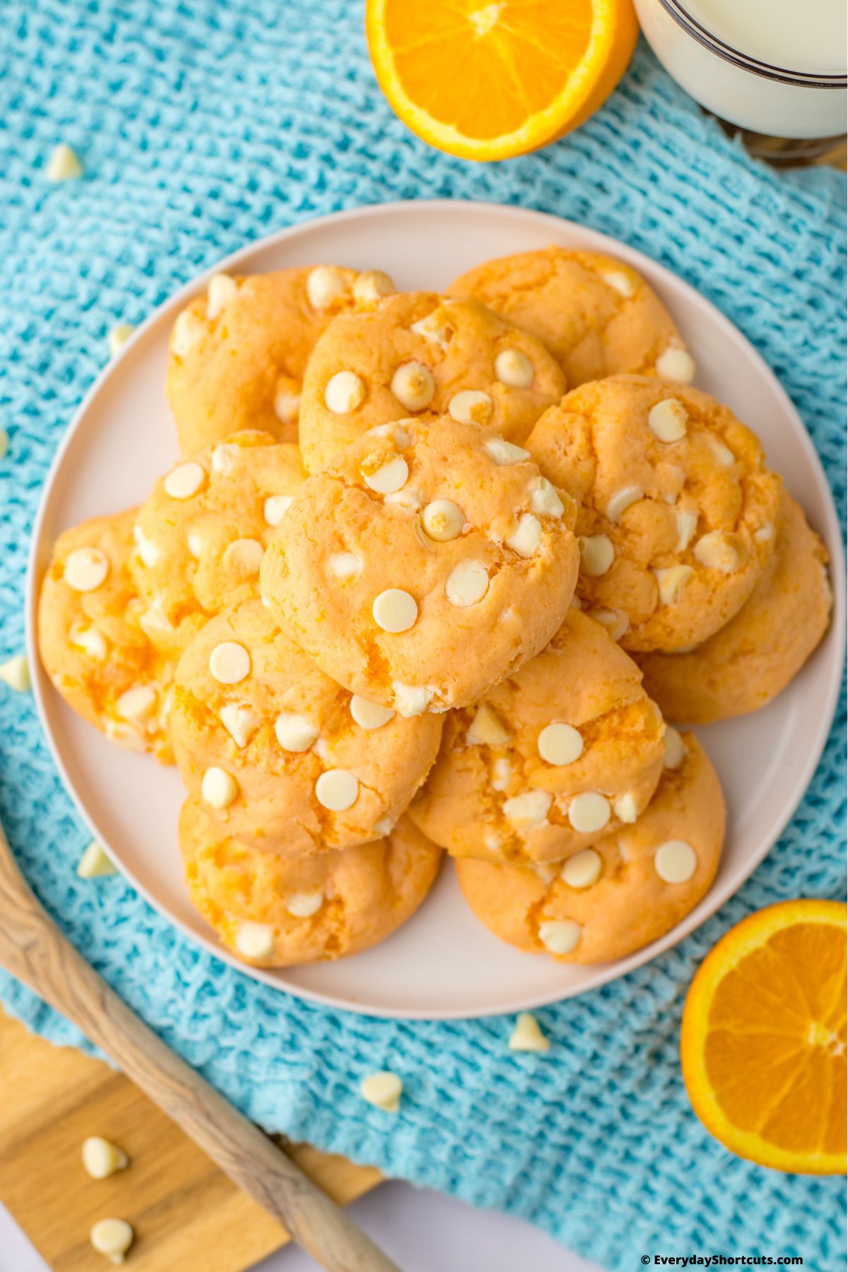 top view of creamsicle cookies on a plate