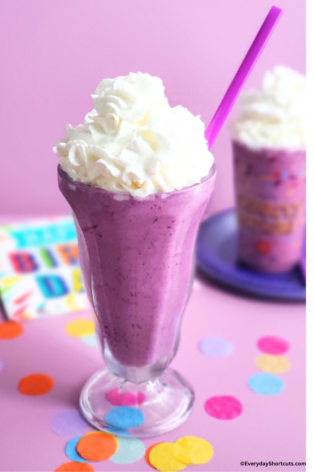 McDonald's Birthday Shake with whipped cream in a glass