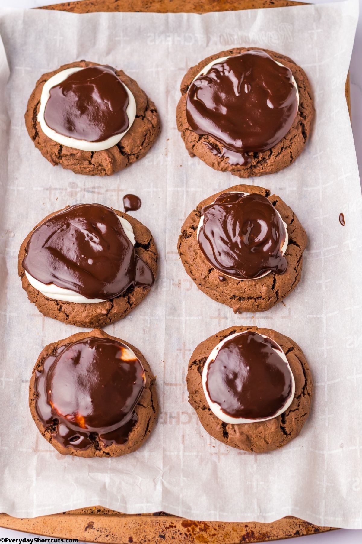 chocolate ganache on top of cookies