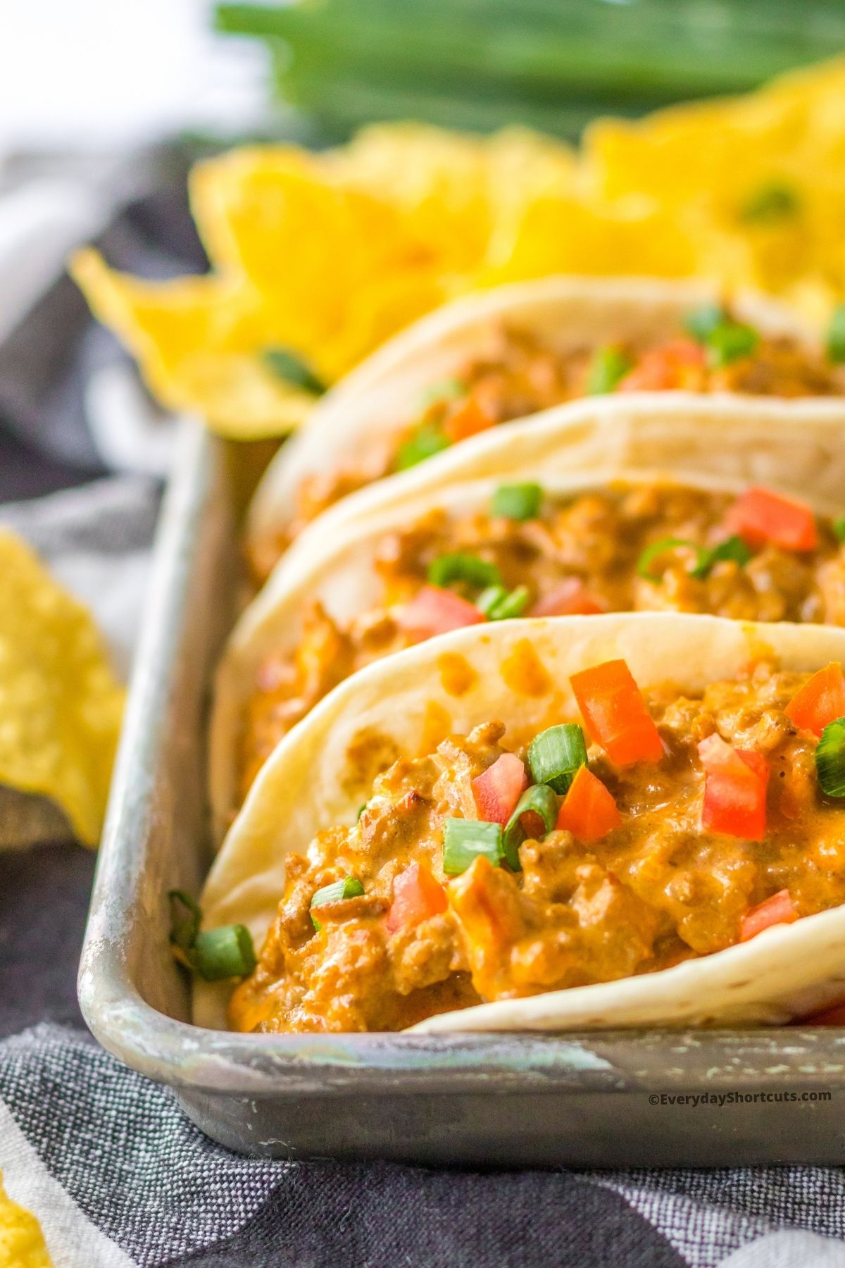 flour tortillas filled queso ground beef